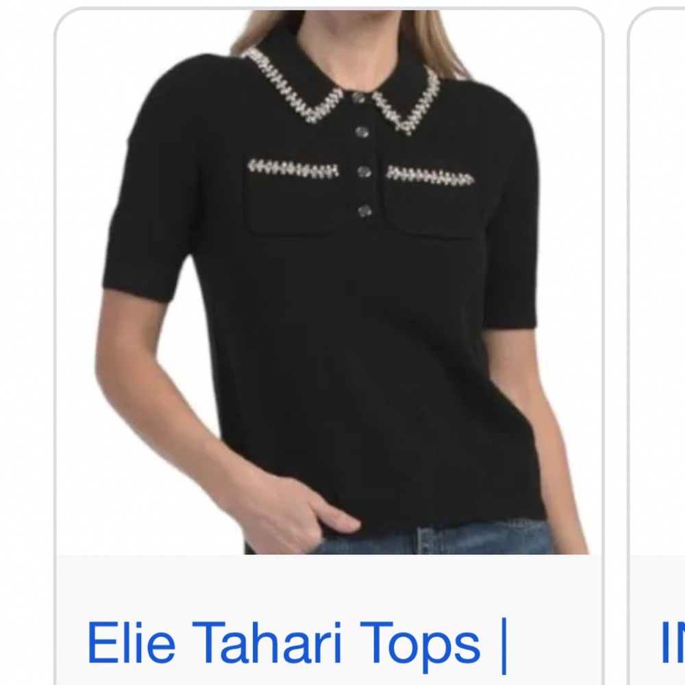 Elie Tahari top with rhinestones